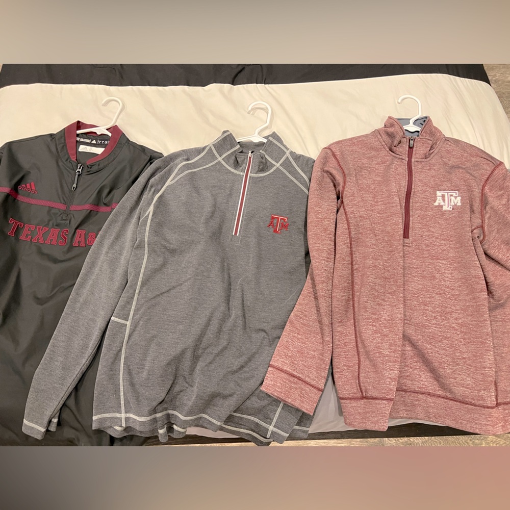 Lot of 3 Texas A&M pullovers. Various brands. Selling together. All L.